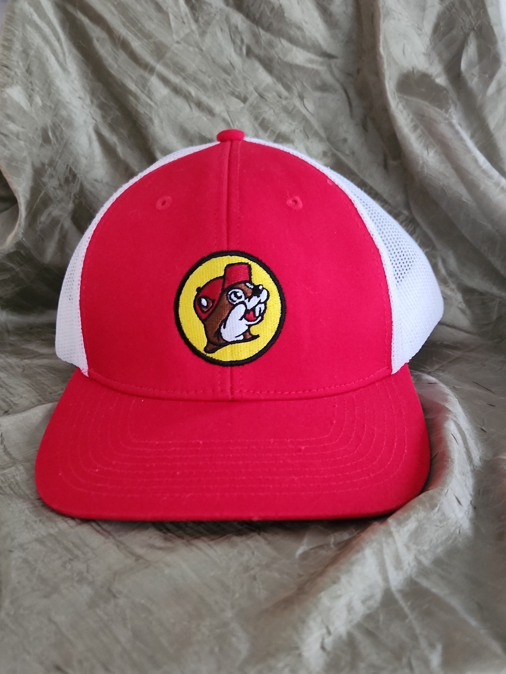 Red and White Trucker Hat – Logo Patch